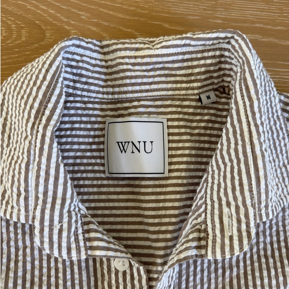 Wnu Shirt Seersucker The Weekend Size M Taupe White — image 3 of 5